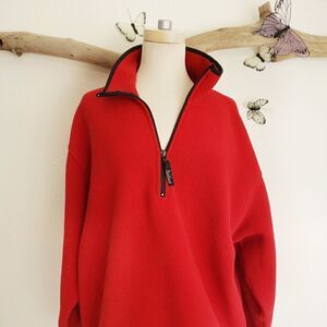 Woolrich red popover fleece bungie toggle  hem